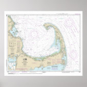 Cape Cod Bay nautische kaart 13246 Poster (Voorkant)