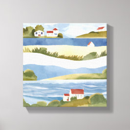 Cape Cod Bay | Waterverf aan de kust van de oceaan Canvas Afdruk