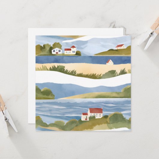 Cape Cod Bay | Waterverf aan de kust van de oceaan Kaart (Voorkant / Achterkant in situ)