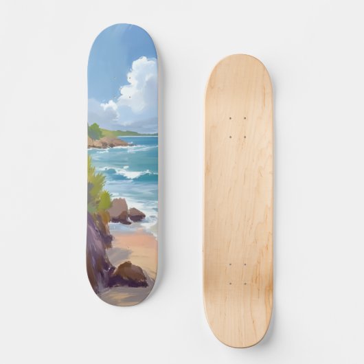 Cape Cod Beach Bay Ocean Painting Persoonlijk Skateboard (Voorkant)