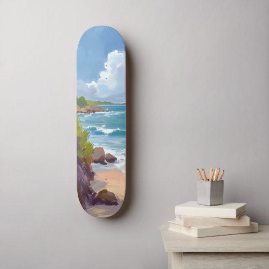 Cape Cod Beach Bay Ocean Painting Persoonlijk Skateboard (Muurkunst)