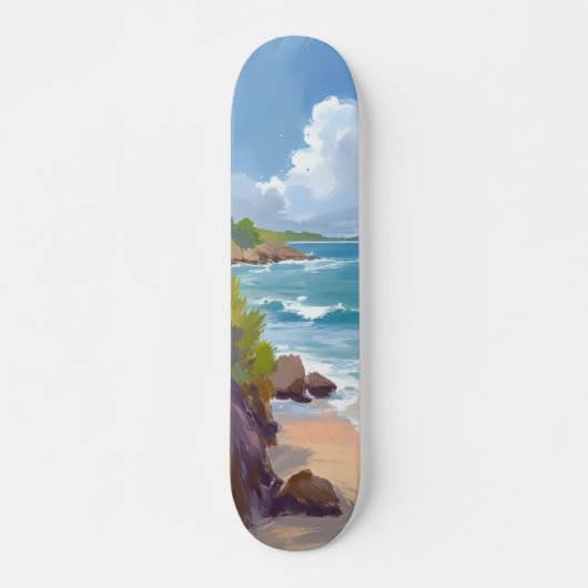 Cape Cod Beach Bay Ocean Painting Persoonlijk Skateboard (Voorkant)