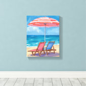 Cape Cod Beach Day | Watercolor Ocean MA Canvas Afdruk (Insitu (Houten vloer))