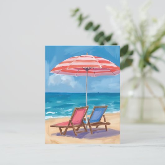 Cape Cod Beach Day | Waterverf Ocean MA Briefkaart (Staand voorkant)