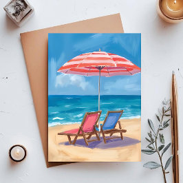 Cape Cod Beach Day | Waterverf Ocean MA Briefkaart