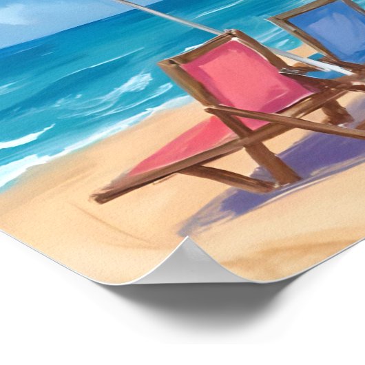 Cape Cod Beach Day | Waterverf Ocean MA Poster (Hoek)