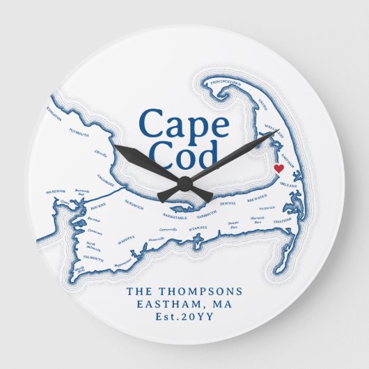 Cape Cod Beach House Decor Gift Grote Klok (Voorkant)