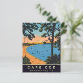 Cape Cod Beach, Massachusetts, Vintage reizen Briefkaart (Staand voorkant)