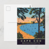 Cape Cod Beach, Massachusetts, Vintage reizen Briefkaart (Voorkant / Achterkant)