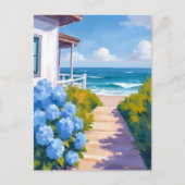 Cape Cod Beach Path | Hydrangea Coastal Painting Briefkaart (Voorkant)