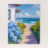 Cape Cod Beach Path | Hydrangea Coastal Painting Legpuzzel (Verticaal)