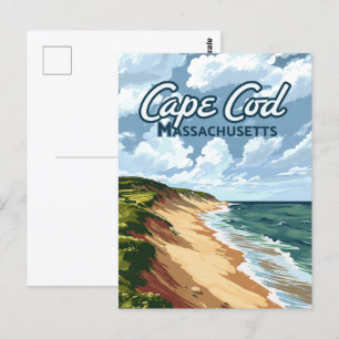 Cape Cod Beach Seashore Massachusetts Blauw Briefkaart