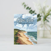 Cape Cod Beach Seashore Massachusetts Blauw Briefkaart (Staand voorkant)