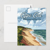 Cape Cod Beach Seashore Massachusetts Blauw Briefkaart (Voorkant / Achterkant)