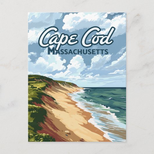 Cape Cod Beach Seashore Massachusetts Blauw Briefkaart (Voorkant)