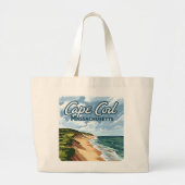 Cape Cod Beach Seashore Massachusetts Blauw Grote Tote Bag (Voorkant)