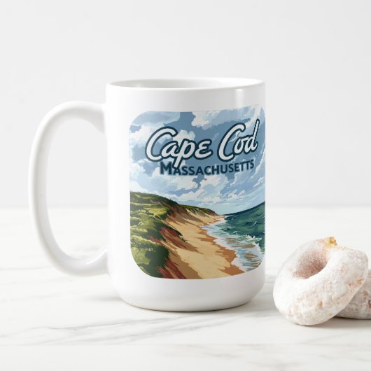 Cape Cod Beach Seashore Massachusetts Blauw Koffiemok (Met donut)