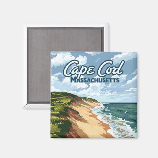 Cape Cod Beach Seashore Massachusetts Blauw Magneet (Voorkant / Achterkant)