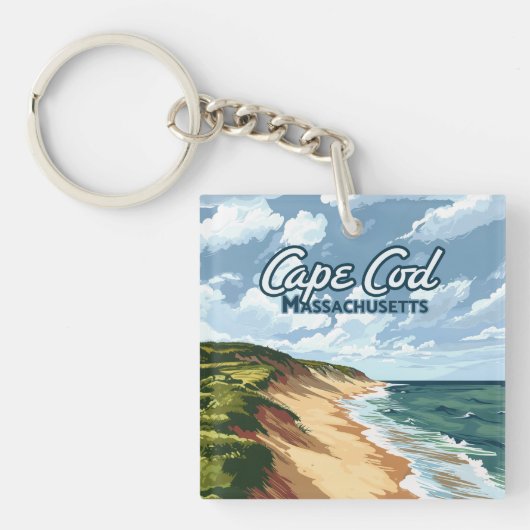 Cape Cod Beach Seashore Massachusetts Blauw Sleutelhanger (Voorkant)