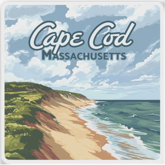 Cape Cod Beach Seashore Massachusetts Blauw Sticker (Voorkant)