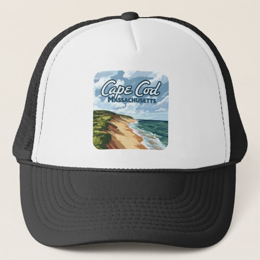 Cape Cod Beach Seashore Massachusetts Blauw Trucker Pet (Voorkant)