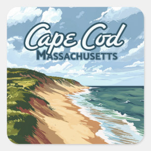 Cape Cod Beach Seashore Massachusetts Blauw Vierkante Sticker