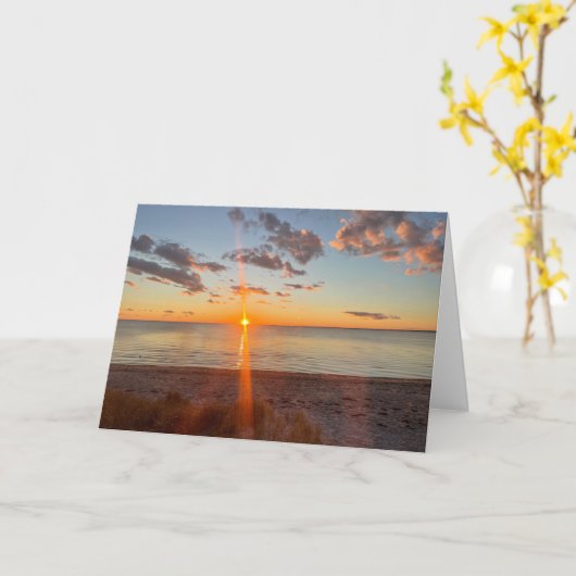 Cape Cod Beach Sunset Photo Kaart (Gele Bloem)