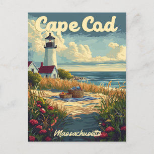 Cape Cod Beach, Vintage van Massachusetts Briefkaart
