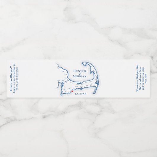 Cape Cod bestemming bruiloft elegant Waterfles Etiket (Enkel label)