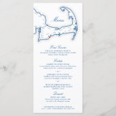 Cape Cod Bestemming Bruiloft Marine Blauw Menu (Voorkant)