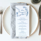 Cape Cod Bestemming Bruiloft Marine Blauw Menu