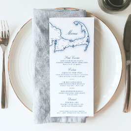Cape Cod Bestemming Bruiloft Marine Blauw Menu