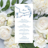 Cape Cod Bestemming Bruiloft Marine Blauw Menu