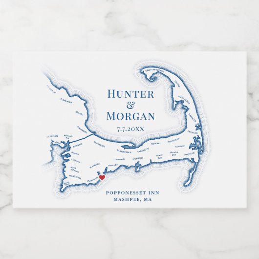 Cape Cod Bestemming Bruiloft Mini Fles Sparkling Wijnetiket (Enkel label)