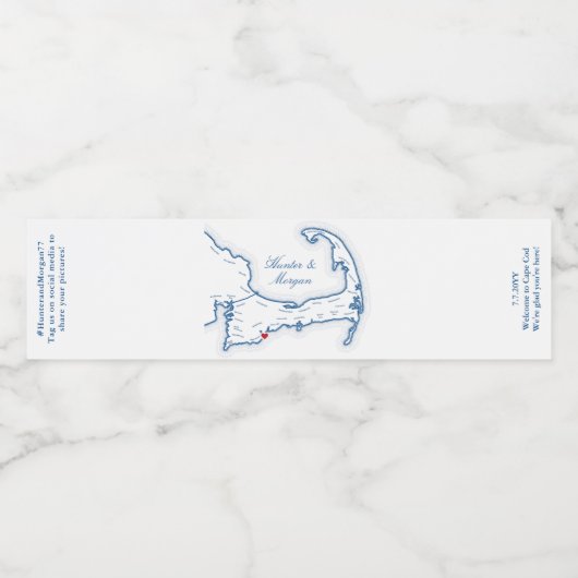 Cape Cod bestemming bruiloft Waterfles Etiket (Enkel label)