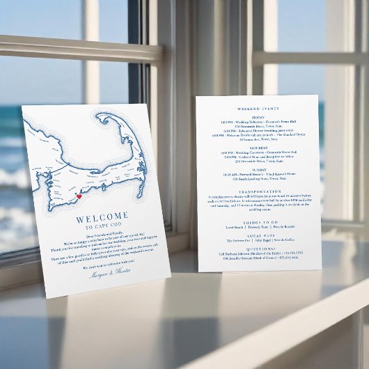 Cape Cod Bestemming Bruiloft Welkomstroute Bedankkaart