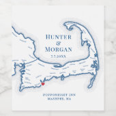 Cape Cod bestemming bruiloft Wijn Etiket (Enkel label)