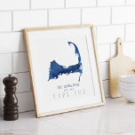 Cape Cod Blue Waterverf Map Familie ingesteld Poster<br><div class="desc">Pas deze Navy Blue Waterverf Cape Cod Map aan met Familienaam en het jaar dat u hebt ingesteld of uw eigen formulering aan. Mooie kunst voor de Kaap-liefhebbers, of je daar nu woont of op vakantie bent op Kaapskabeljauw. Grote Keepslag met de familienaam en het vastgestelde jaar. Voor vragen over...</div>