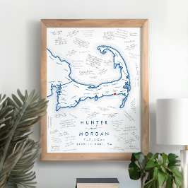 Cape Cod Bruiloft Modern Gastenboek Poster