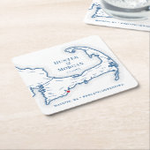 Cape Cod Bruiloft Welkomstfeest Cocktail Uur Kartonnen Onderzetters (Schuin)