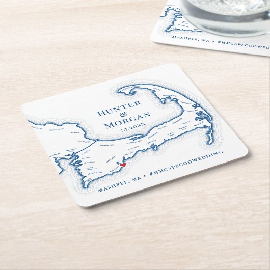 Cape Cod Bruiloft Welkomstfeest Cocktail Uur Kartonnen Onderzetters (Schuin)