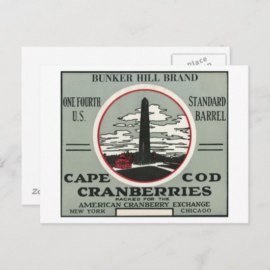 Cape Cod Bunker Hill Brand Cranberry Label Briefkaart (Voorkant / Achterkant)
