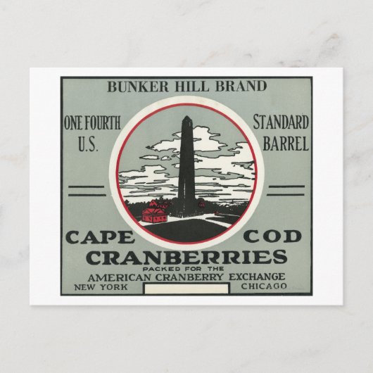 Cape Cod Bunker Hill Brand Cranberry Label Briefkaart (Voorkant)