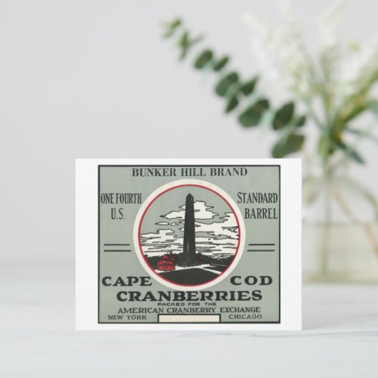 Cape Cod Bunker Hill Brand Cranberry Label Briefkaart (Staand voorkant)