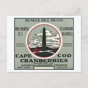 Cape Cod Bunker Hill Brand Cranberry Label Briefkaart