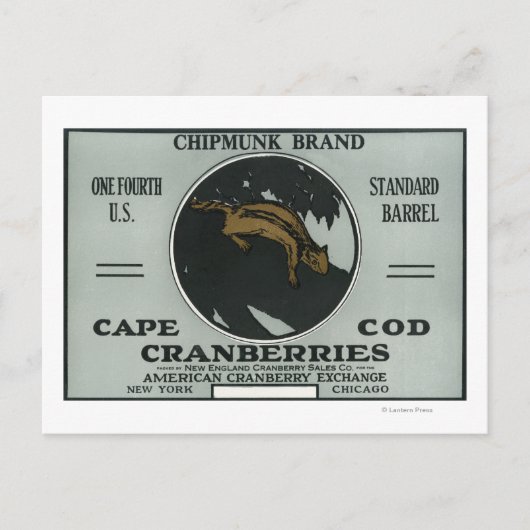 Cape Cod Chipmunk Brand Cranberry Label Briefkaart (Voorkant)