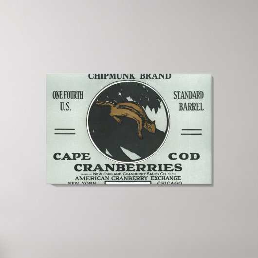 Cape Cod Chipmunk Brand Cranberry Label Canvas Afdruk (Voorkant)