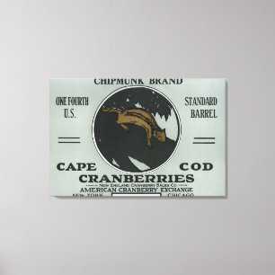 Cape Cod Chipmunk Brand Cranberry Label Canvas Afdruk