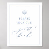 CAPE COD Coastal Blue Guest Book Sign Poster (Voorkant)