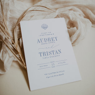 CAPE COD Coastal Blue Wedding Kaart